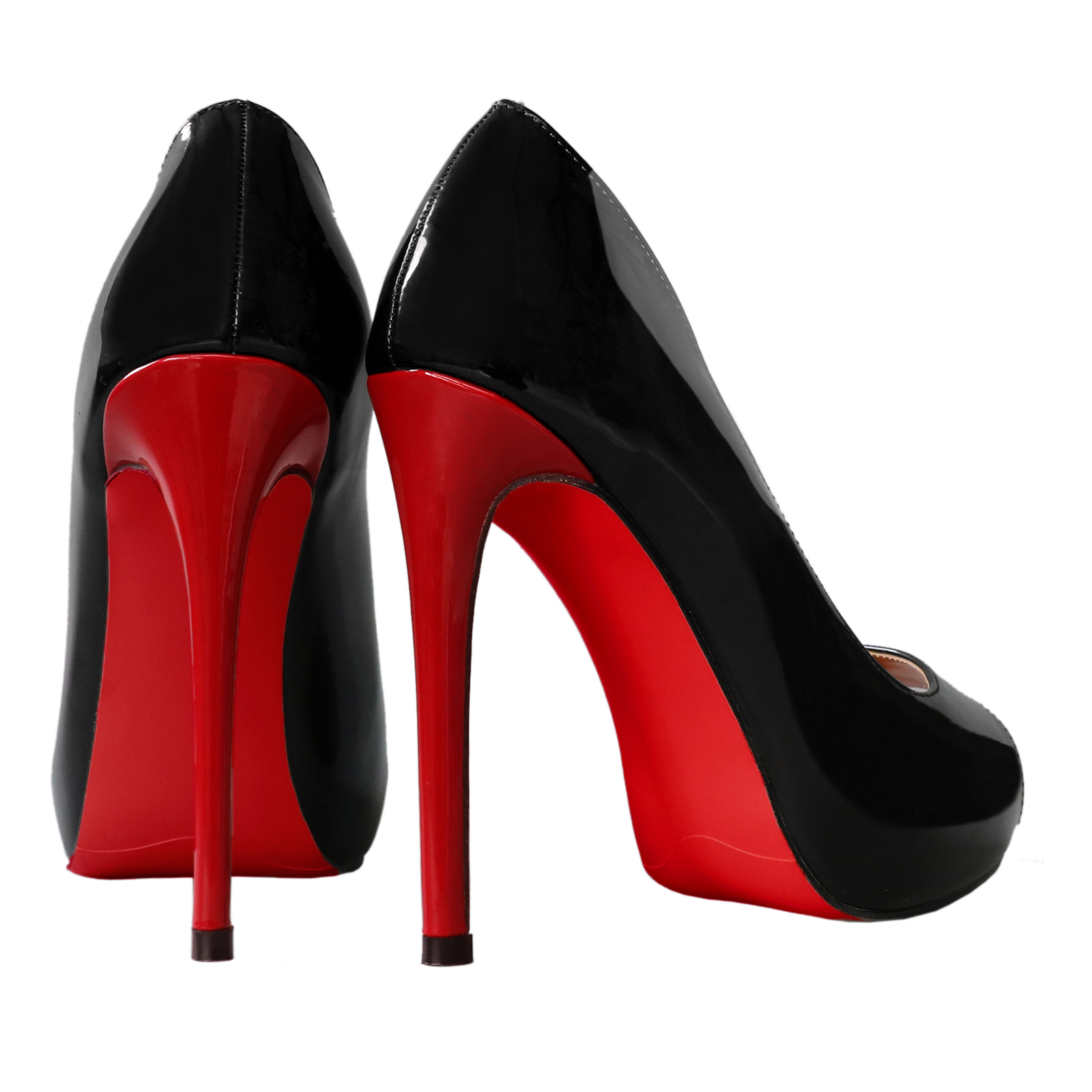 120mm Women's Platforms Heels Party Wedding Black with Red Heels Pumps-vocosishoes