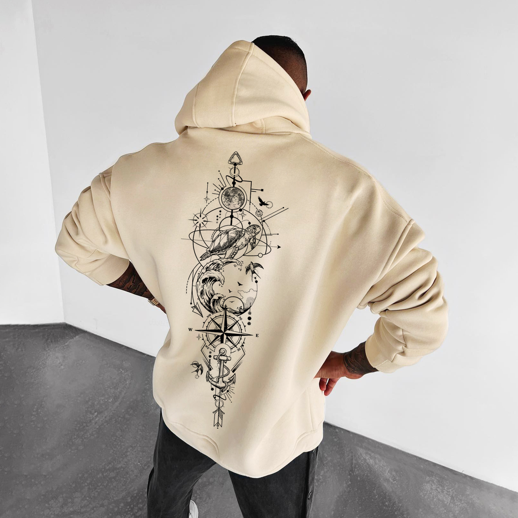 Oversize Sun Moon Star Ocean Hoodie / TECHWEAR CLUB / Techwear