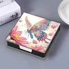 (US Local)PU Butterfly Flower Diamond Painting Notecard Box with 160 Sheets of Paper