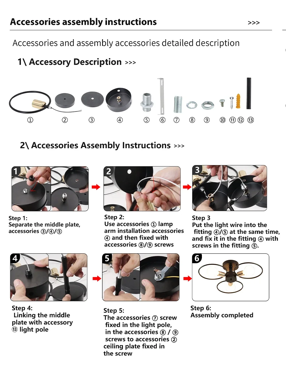 Nordic Pendant Lights Iron Ceiling Lamp Multiple Heads E27 Chandelier Black White Gold Color Lighting Fixture