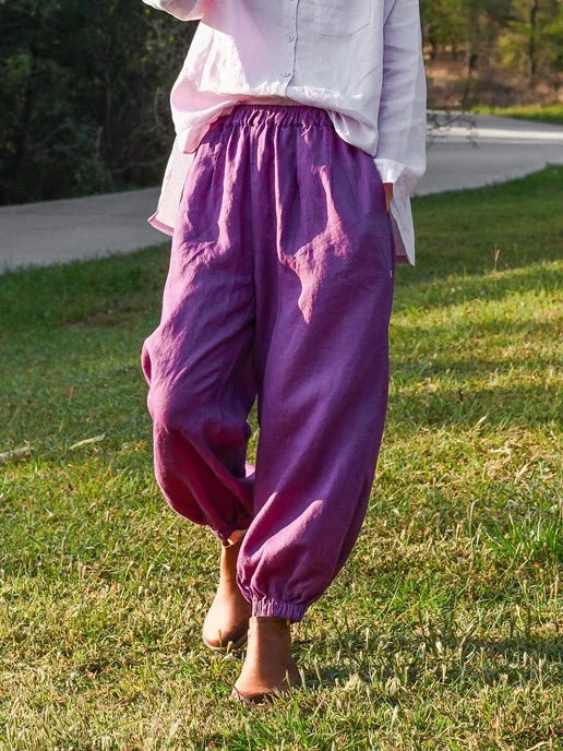 Linen Lantern Pants Wide Leg Pants