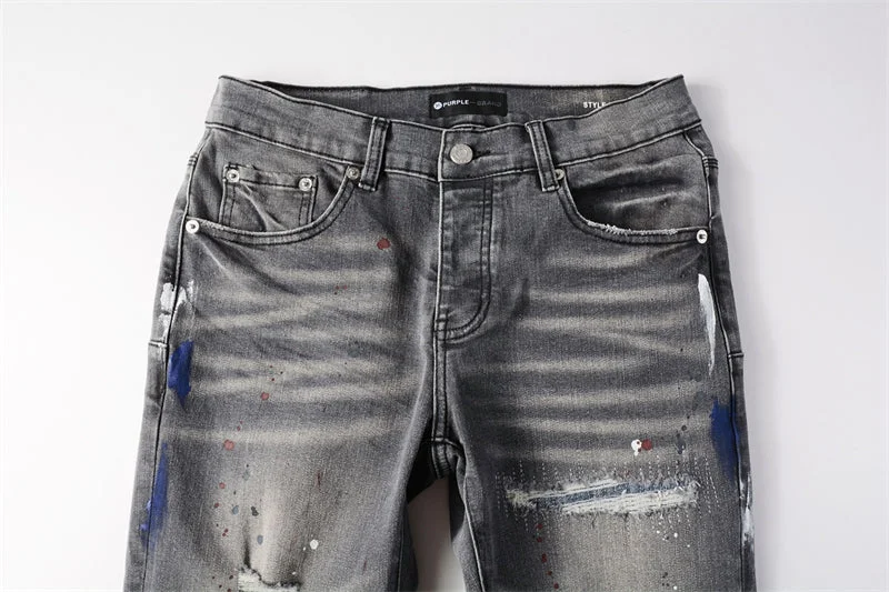 Purple Fashion Jeans 9107