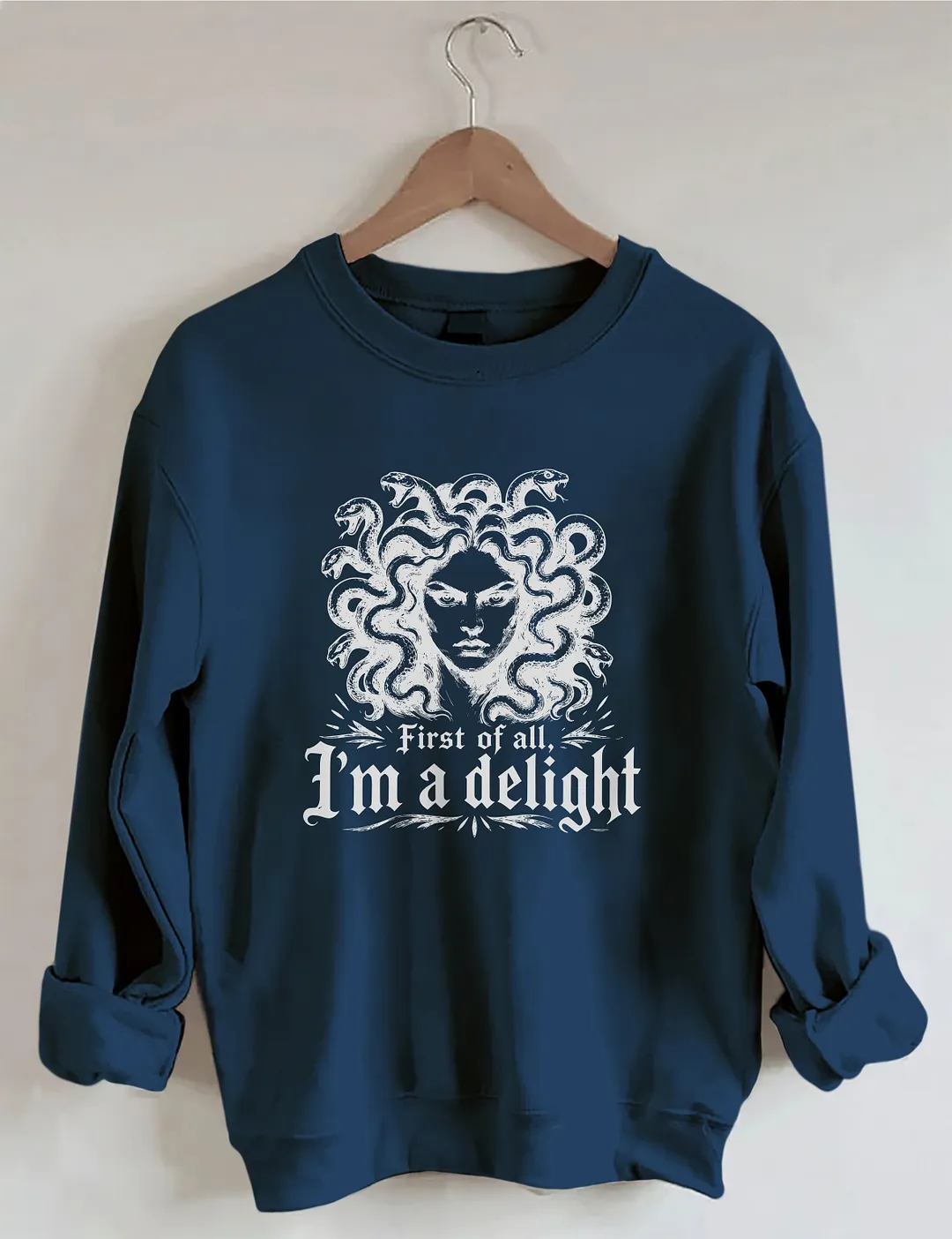 First Of All I'm A Delight Halloween Medusa Sweatshirt