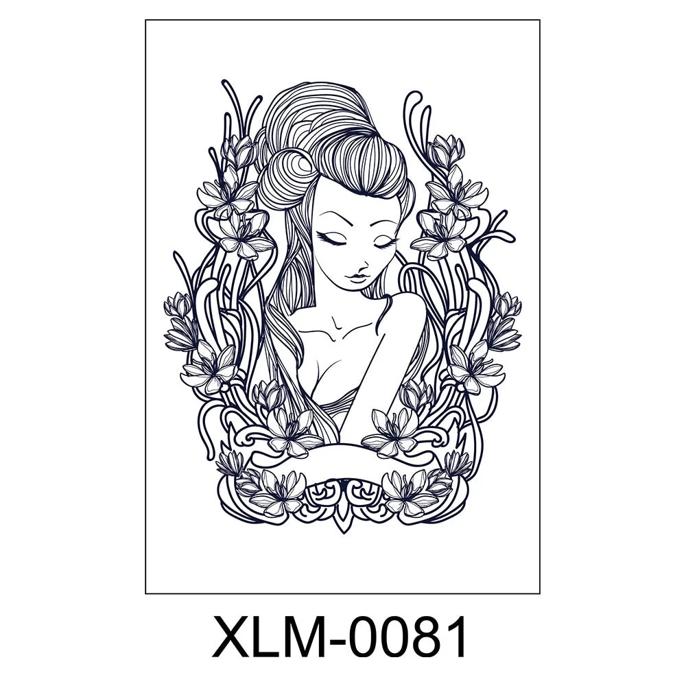 Semi-permanent waterproof sweat plant lasting big picture tattoo flower arm non-reflective herbal juice tattoo sticker