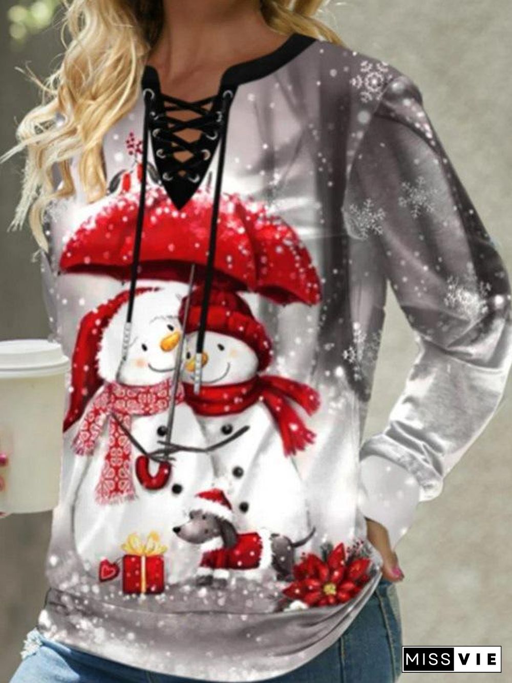 Snowman Printed Strappy Shirt