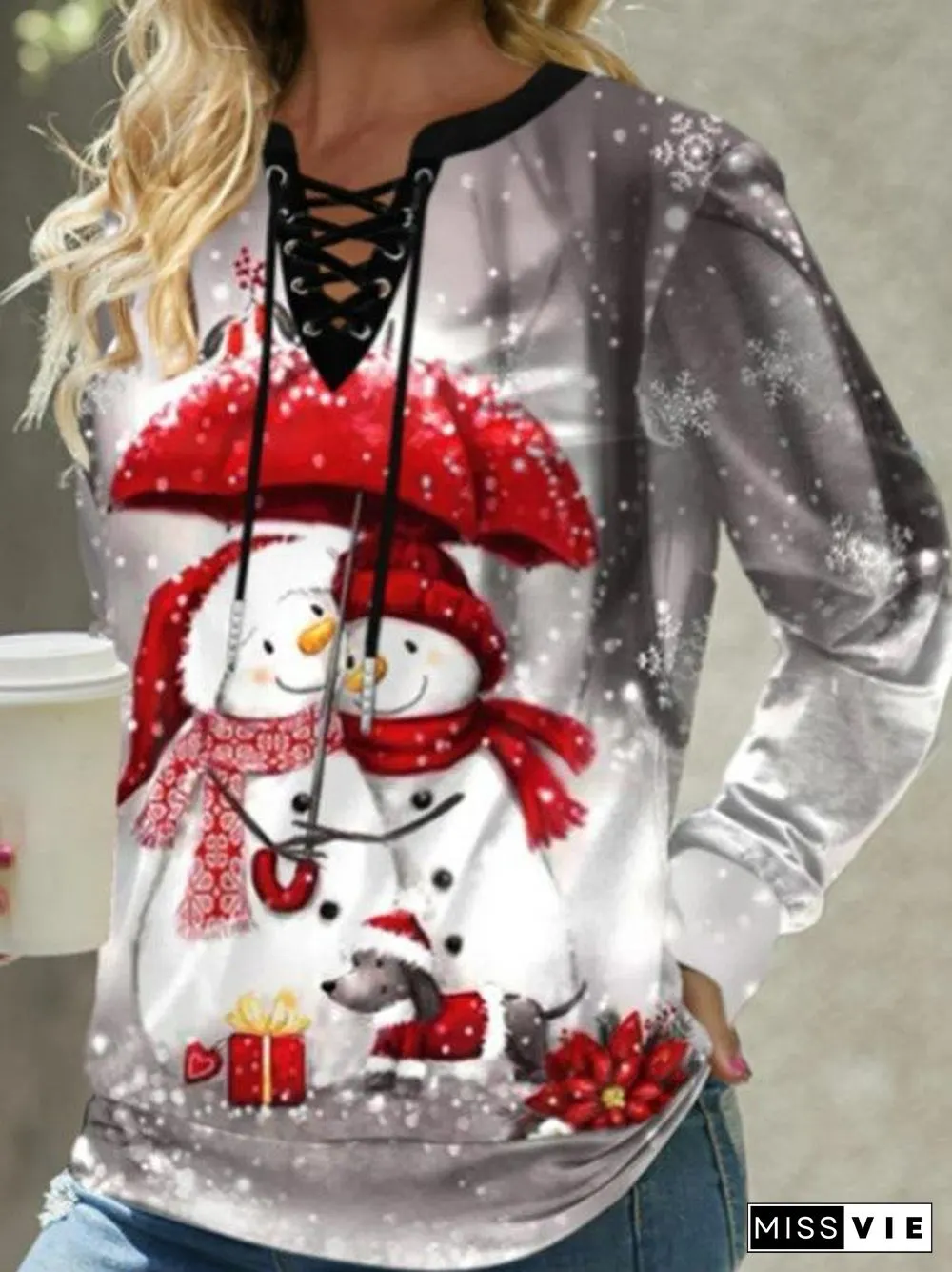 Snowman Printed Strappy Shirt