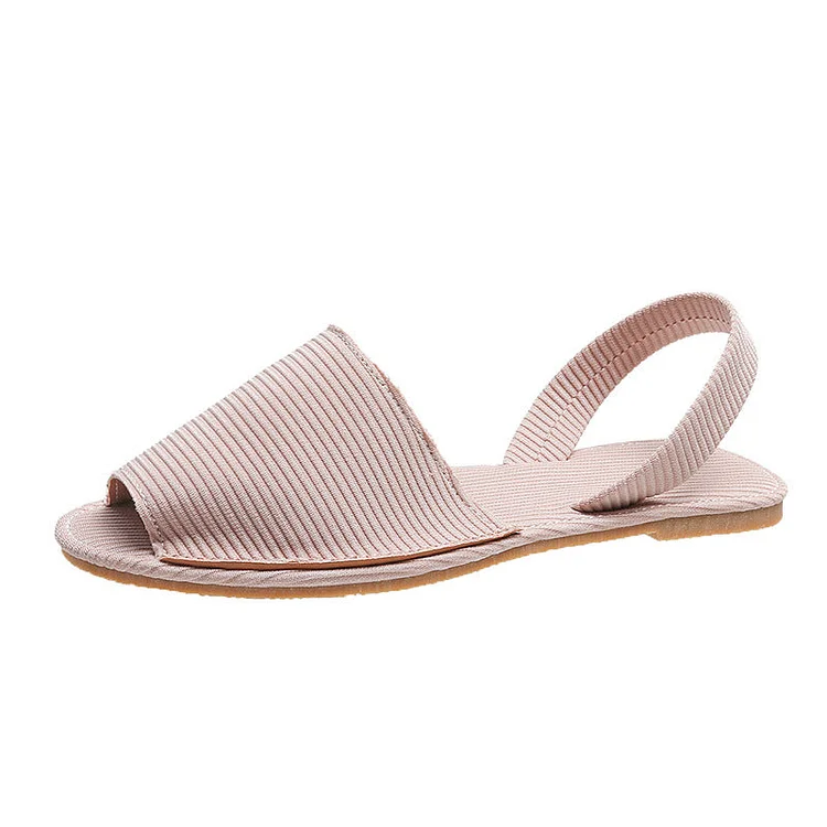 Peep Toe Flat Canvas flat Sandals Shoes Slip on Shallow Female QueenFunky