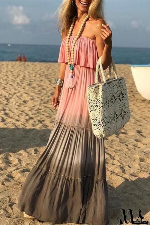 MidiSono - Color Block Strapless Maxi Dress