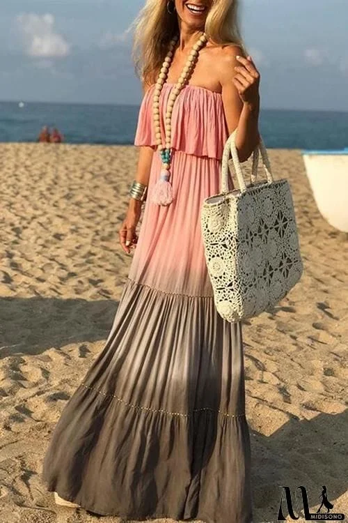 MidiSono - Color Block Strapless Maxi Dress