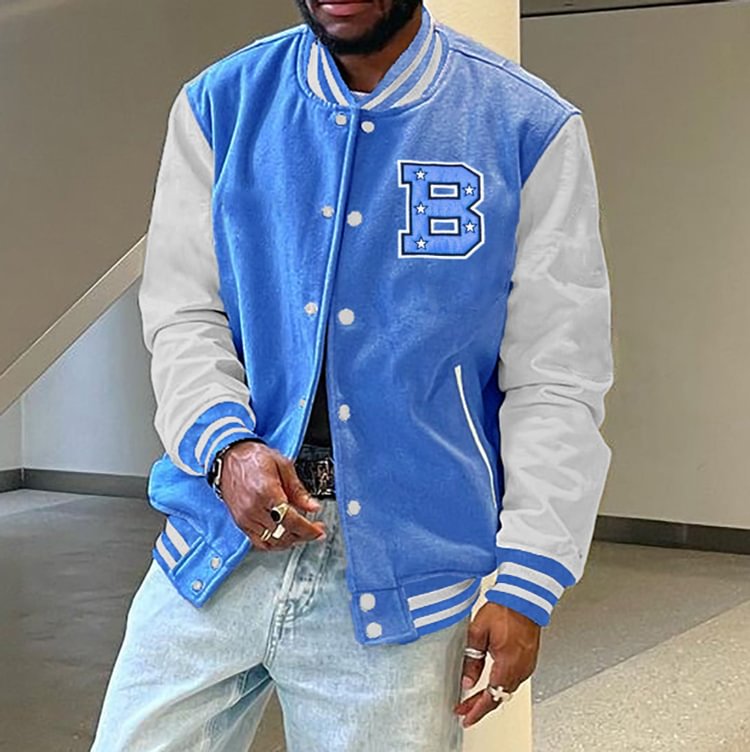 Letters Print Panel Varsity Jacket