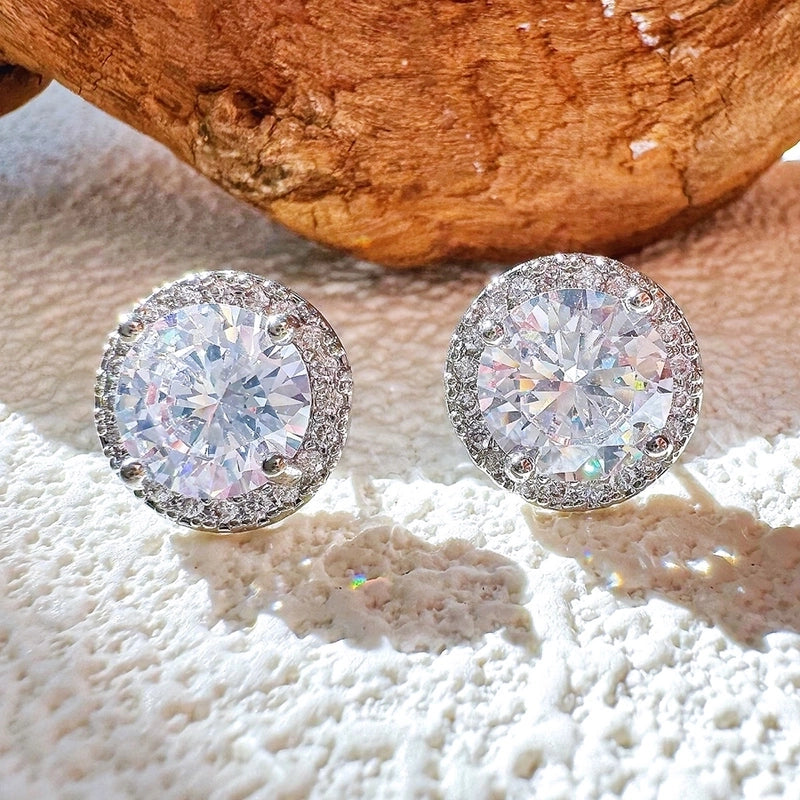 1 Pair Modern Style Geometric Titanium Steel Zircon Ear Studs