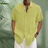 Gioiacombo&trade; Camicia da uomo manica corta in cotone e lino estate 2023