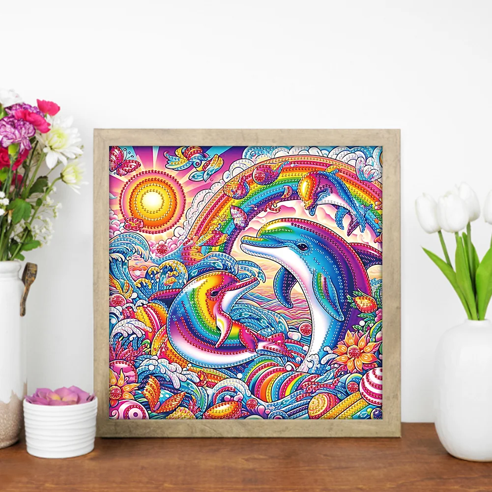 Diamond Painting - Partial Special Shaped Drill - Dolphin(Canvas|30*30cm)