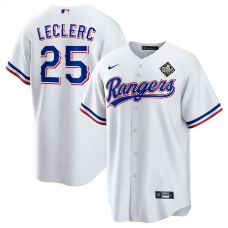Men's Texas Rangers #25 Jose Leclerc White 2023 World Series Stitched Baseball  Jersey