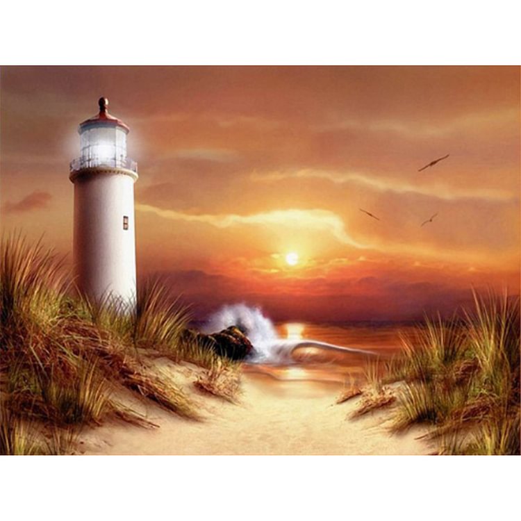 Peinture au diamant - Carré complet - Phare de bord de mer