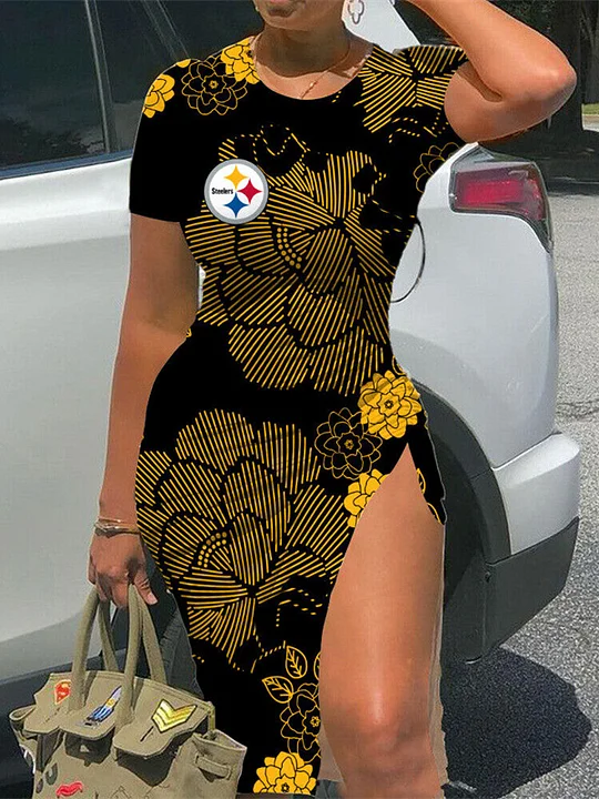 Pittsburgh Steelers Women's Slit Bodycon Dress