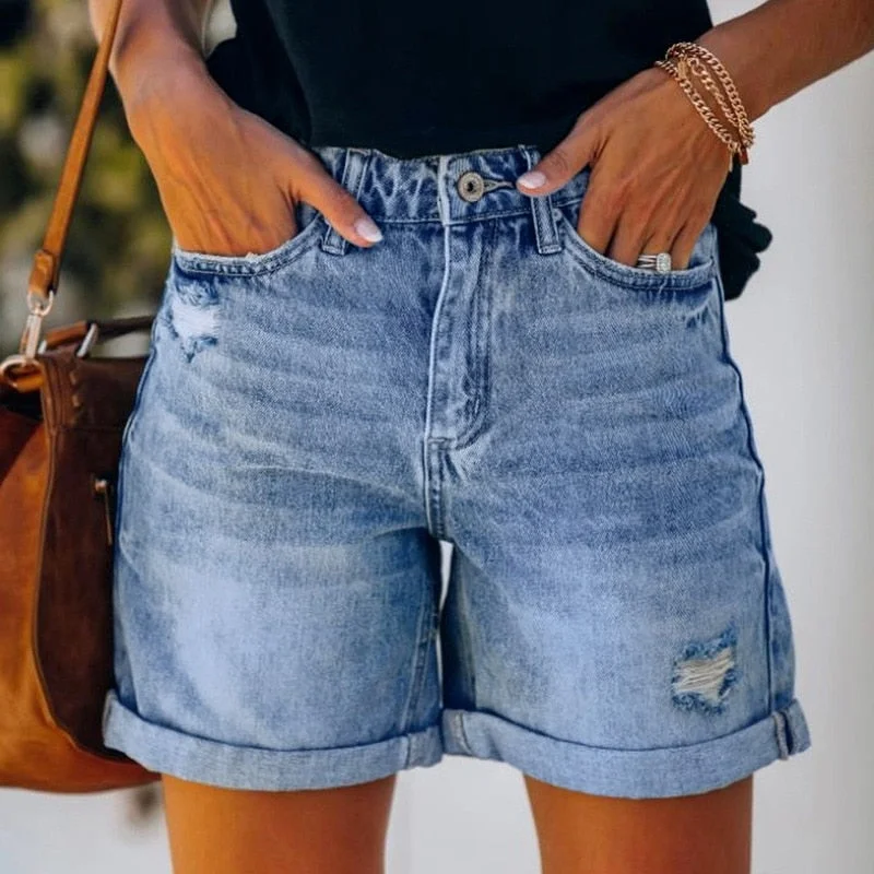 Thanksgiving Day Gifts 2022 Summer Plus Size Denim Shorts Indie Style Women Casual Loose Elastic High Waist Wide Leg Straight Short Jeans Streetwear
