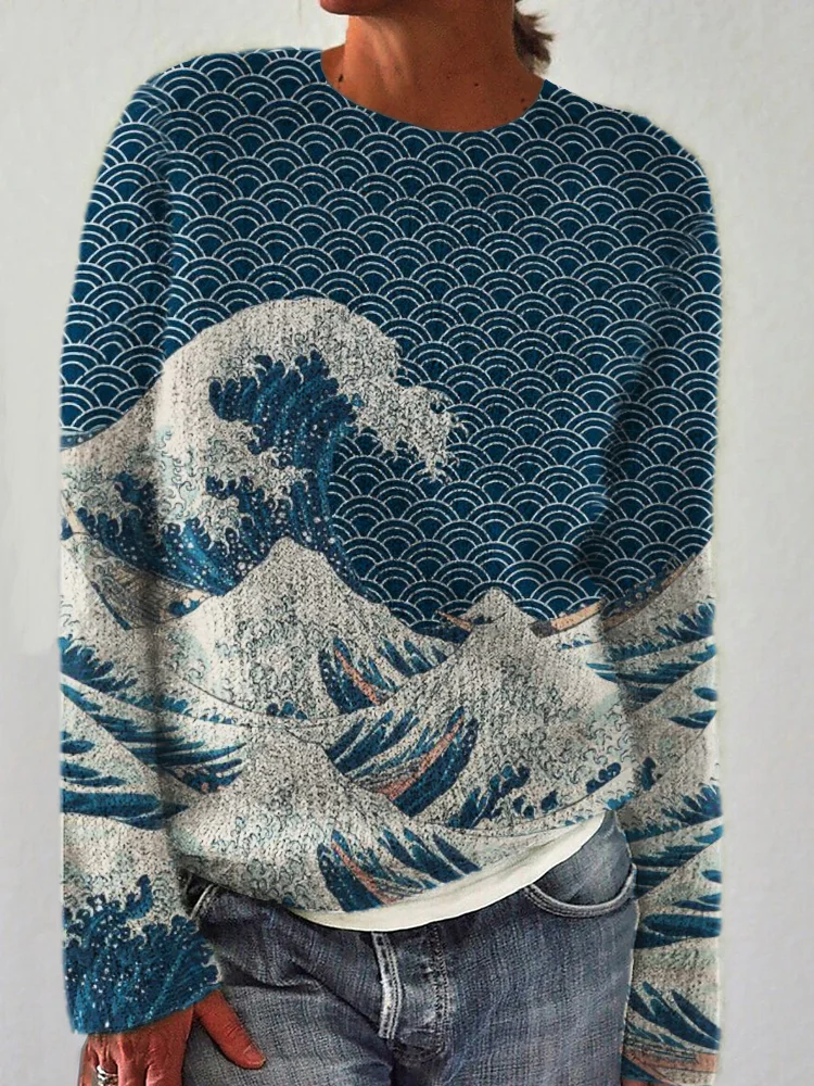 The Great Wave off Kanagawa Japanese Art Cozy Sweater