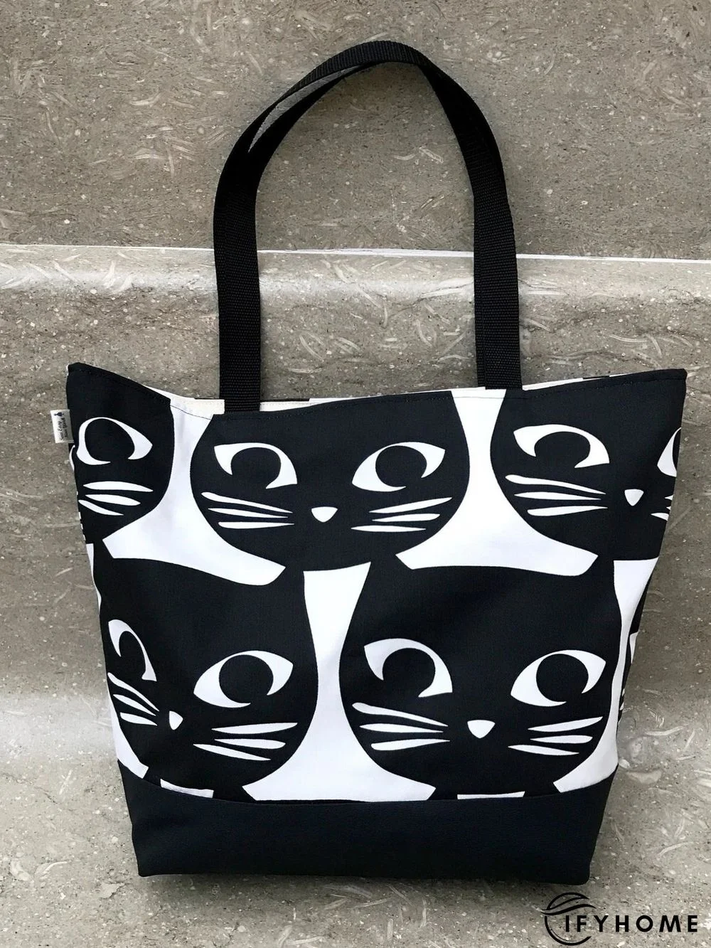 Casual Black Cat Pattern Shoulder Bag Cat Pattern Shopping Bag Everyday Outing Clothing Matching | IFYHOME