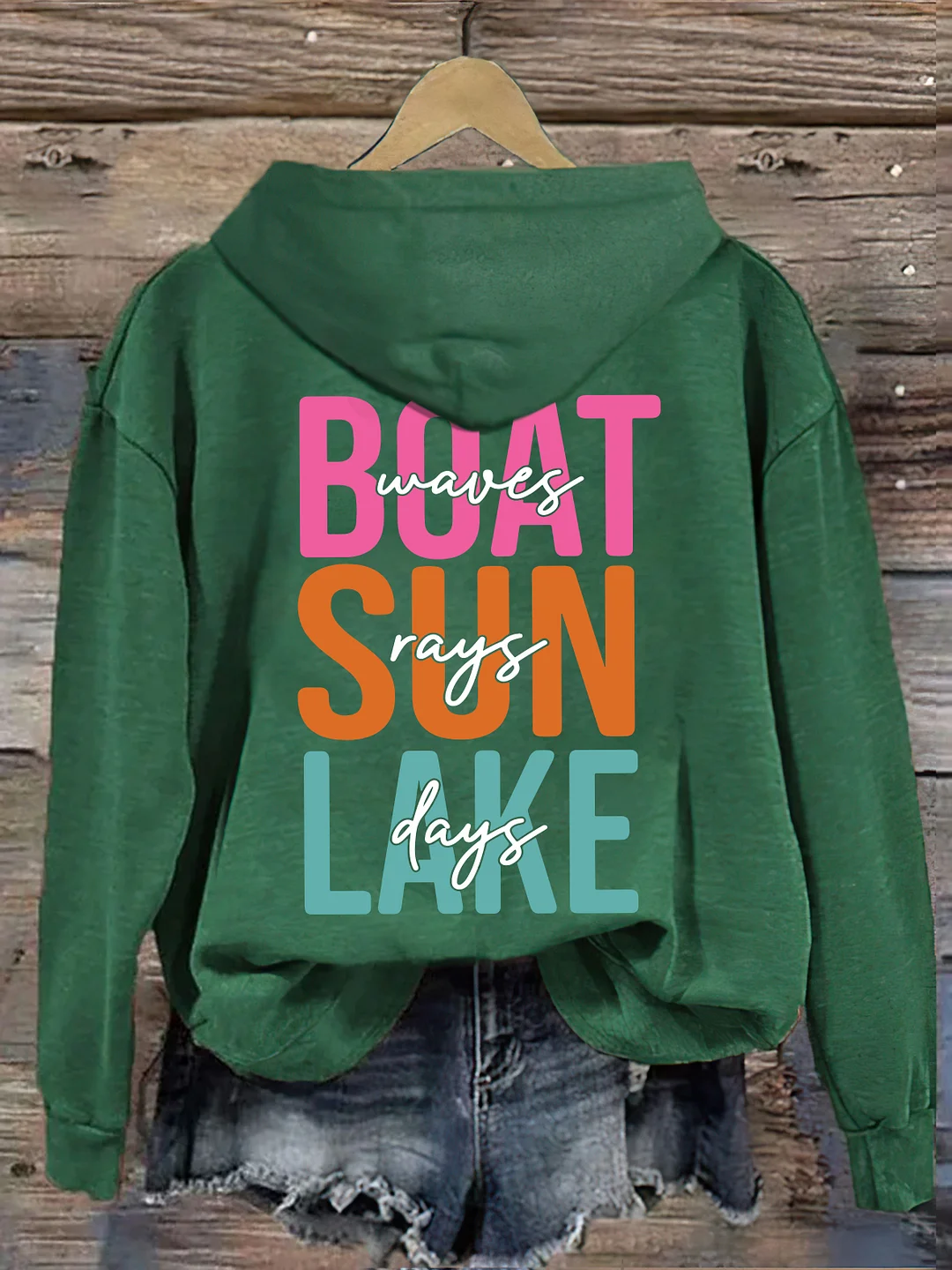 Boat Waves Sun Rays Lake Days Hoodie