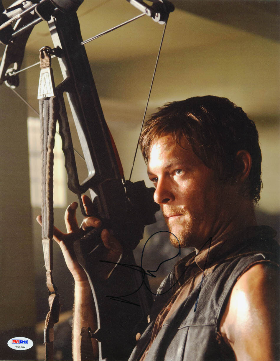 Norman Reedus SIGNED 11x14 Photo Poster painting Daryl The Walking Dead PSA/DNA AUTOGRAPHED