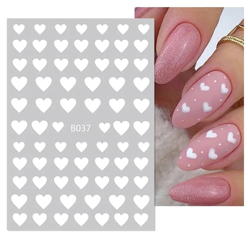 1PC 3D Nail Stickers Red Heart Love Self-Adhesive Slider Nail Art Decorations Valentine's Day Decals Manicure Accessories Tool-Nail Inspo