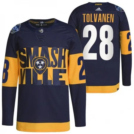 Men's Nashville Predators #28 Eeli Tolvanen 2022 Navy Stadium Series  Player Stitched Jersey
