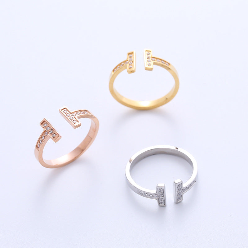 Women IG Style Stripe Fruit Titanium Steel Electroplating Rings