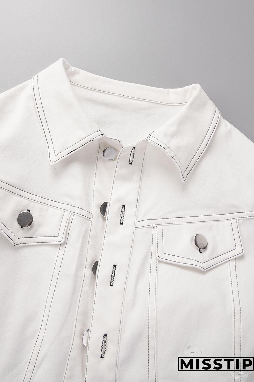 White Casual Solid Patchwork Turndown Collar Long Sleeve Two Pieces