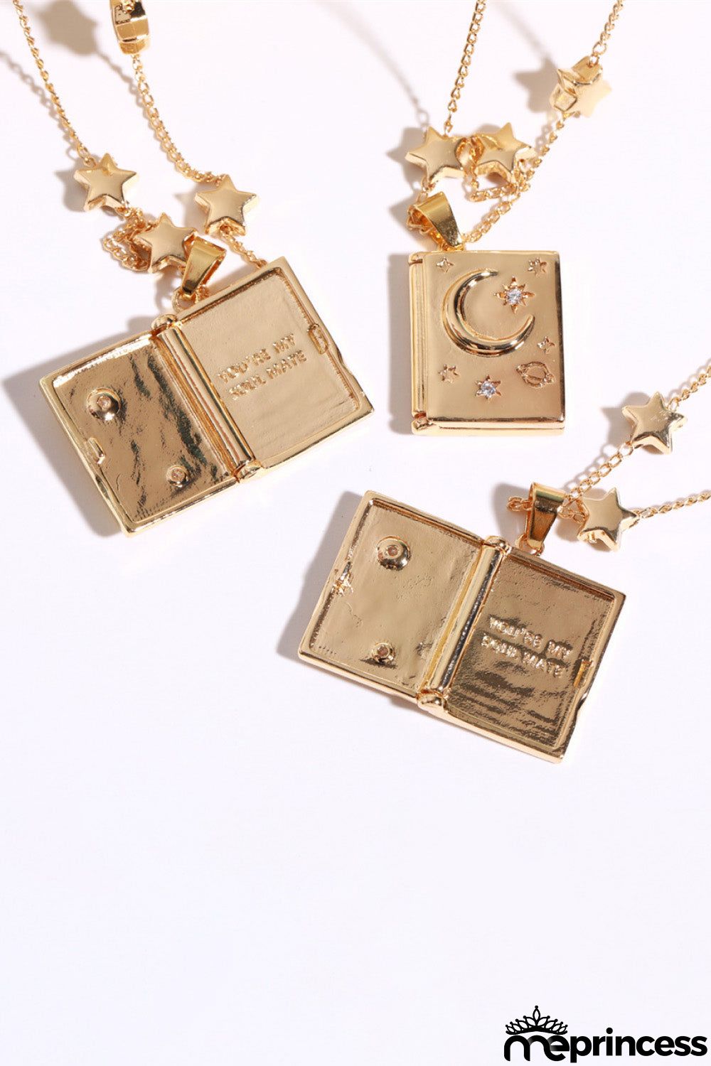 Star and Moon Copper 14K Gold-Plated Necklace