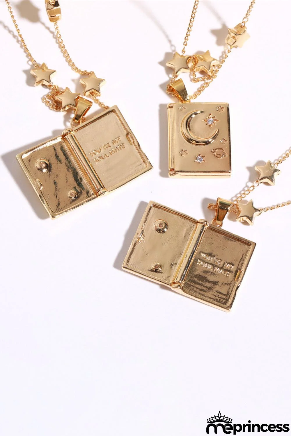 Star and Moon Copper 14K Gold-Plated Necklace