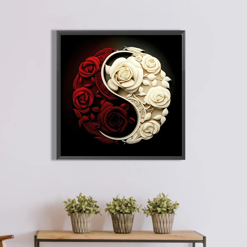 Diamond Painting - Full Round Drill - Yin Yang Flower(30*30cm)