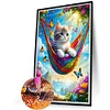 Diamond Painting-DIY Full Round Drill Hammock Cat(60*40 CM)