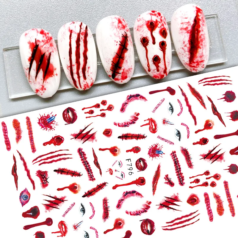 Churchf 1pcs Autumn Winter Nail Sticker Robin Snow Flower New Year Halloween Christmas 3D Decals Nail Art Design Decor Accessories-Nail Inspo