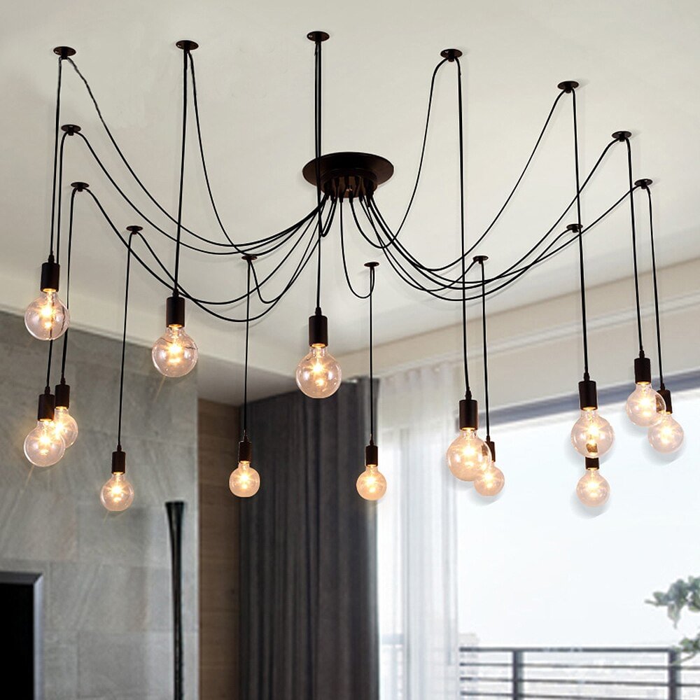 Modern Retro Edison Bulb E27 Vintage Lamps Antique DIY Art Spider Pendant Lights 2 Meters Line Home Lighting Suspension