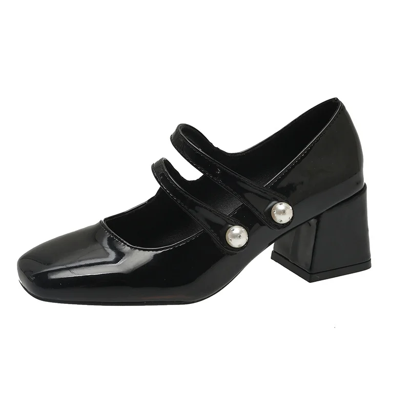Tanguoant Tanguoant Summer New Style Sandals Korean Version Of Baotou Sandals Fairy Wind Mary Jane In The Thick Heel Round Head Sweet Sandals Woman