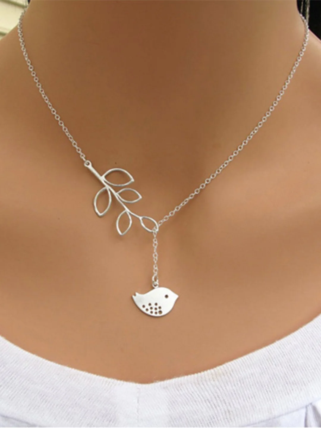 Fashion Bird Leaf Necklace