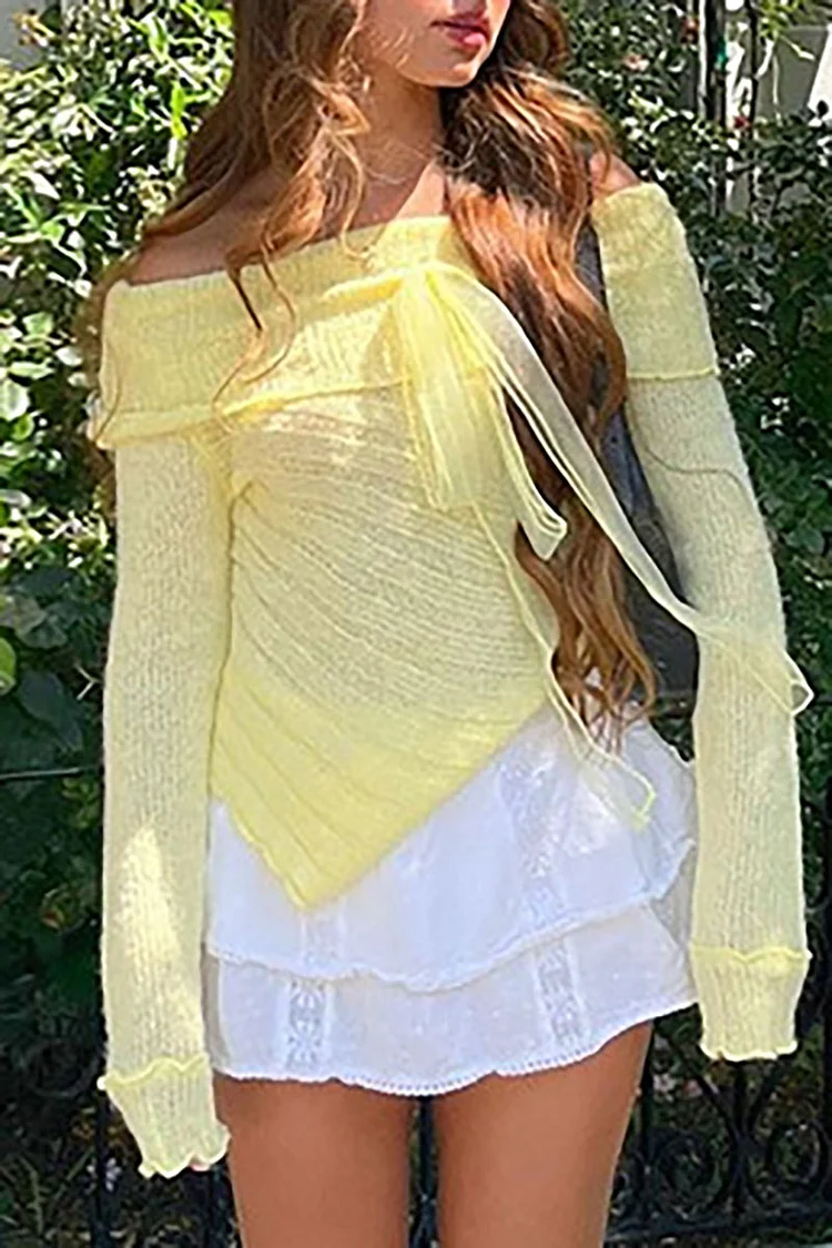 Open Sleeve Yellow Accent Sweater - Ready to Wear