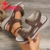 Rieker 2025 Damen-Hausschuhe, dicke Sohle, quadratische Zehennähte, atmungsaktive Damen-Outdoor-Bekleidung, elastische Römersandalen