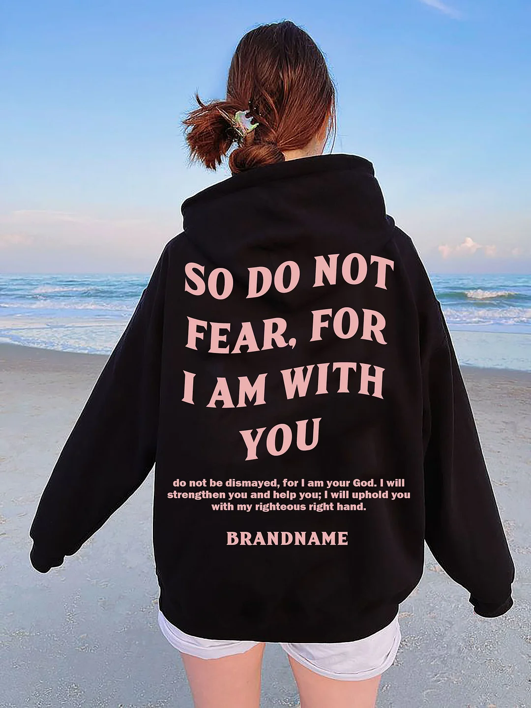Woherb Cotton Unisex Hoodie Print Quote So Do Not Fear For I Am With You-Outfit Ideas