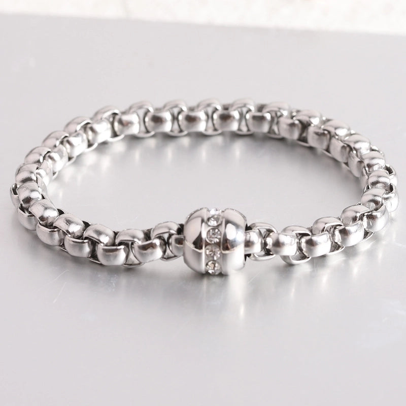 Minimalist Solid Color Titanium Steel Plating Inlay Zircon 18k Gold Plated Women’s Bracelets