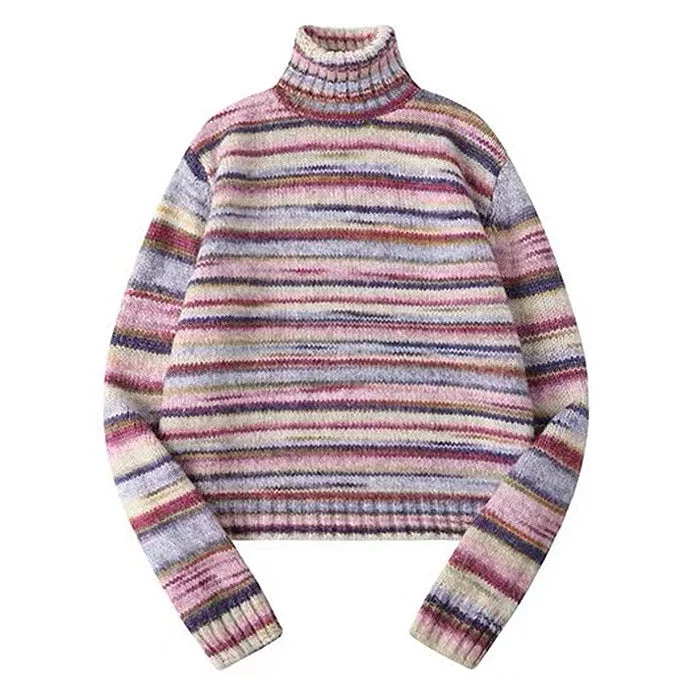 Striped Colorful Turtleneck Sweater