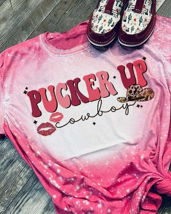 Pucker Up Cowboy Bleached T-Shirt