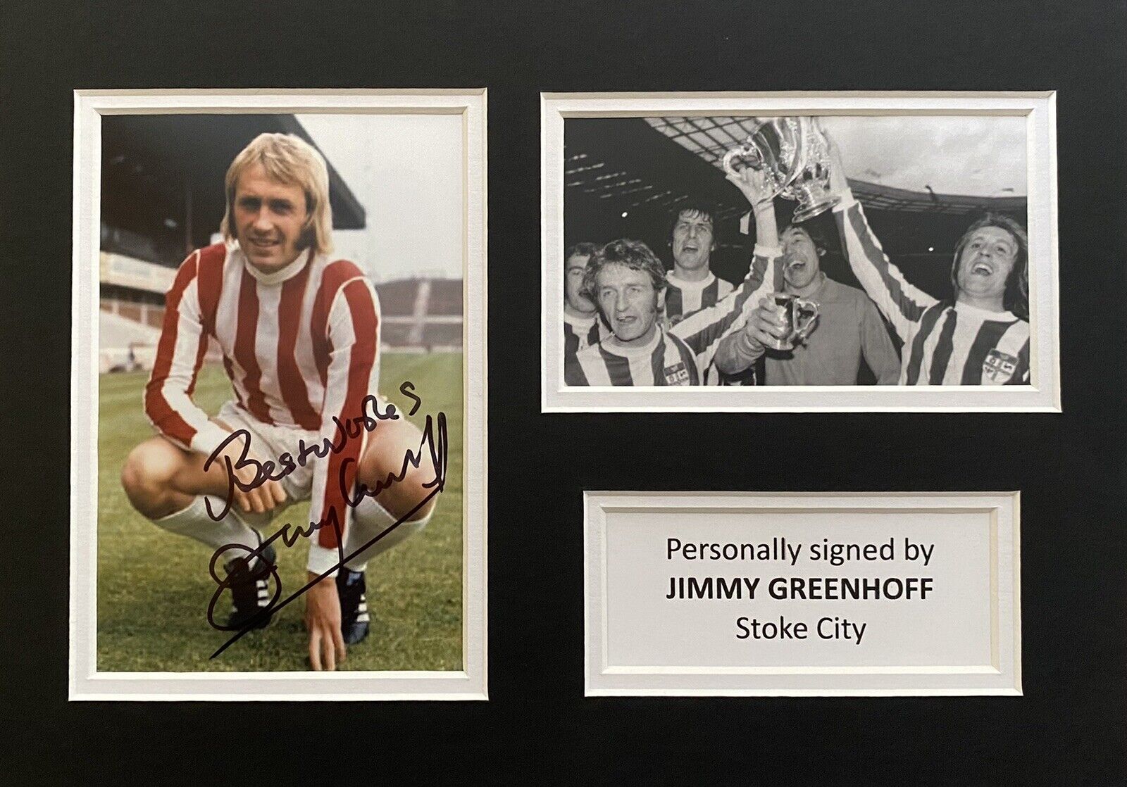 Jimmy Greenhoff Hand Signed Stoke City Photo Poster painting In A4 Mount Display