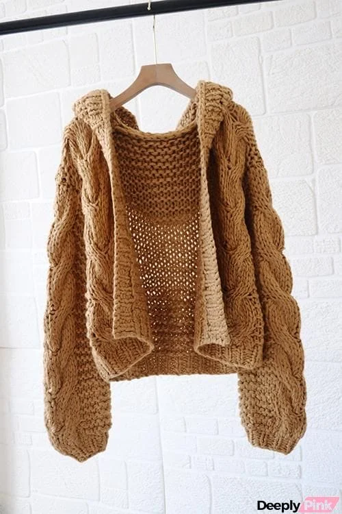 Knit Loose Hoodie Cardigan