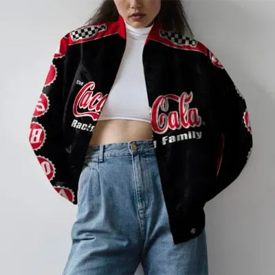 Women's Winter New Printed Casual Loose Long Sleeve Windbreaker Jacket Trend Hooded Jacket Fashion