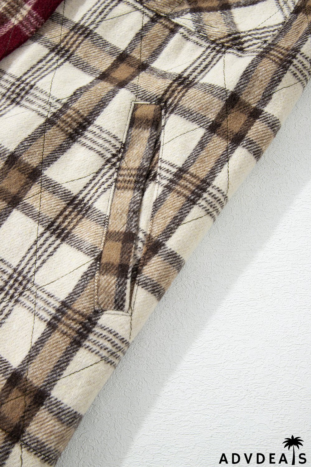 Red Mixed Plaid Patchwork Retro Shacket
