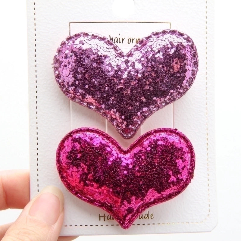 Cartoon Style Heart Shape Sequin Cloth Hair Clip 1 Piece