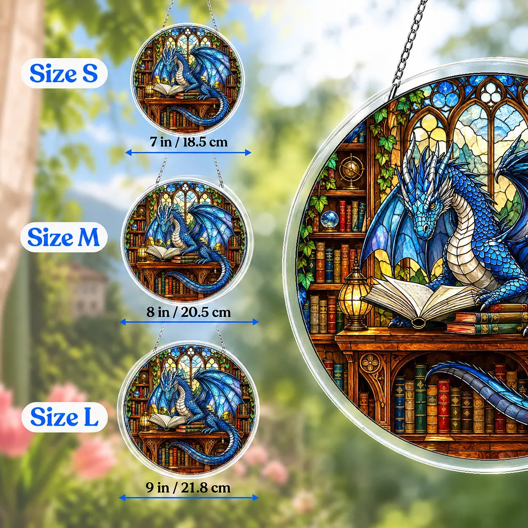 Dragon&rsquo;s Library Stained Glass Suncatcher Puzzle