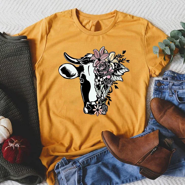 Cow Round Neck T-shirt